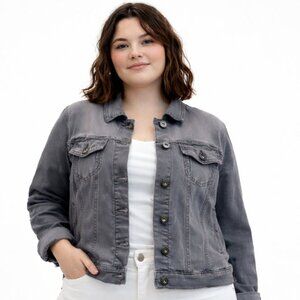 Torrid Grey Stretch Denim Jacket Trucker Plus Size 1X